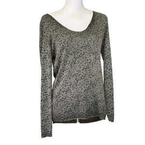 Nina Kendosa gray heathered floral sweater, medium, staple, normcore, timeless